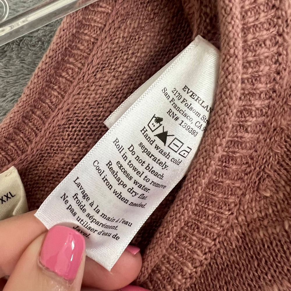 Everlane Muscle Sweater Vest‎ Womens XXL Dusty Rose Linen Organic Cotton - Picture 4 of 9